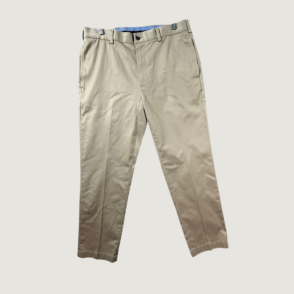 Brooks Brothers Advantage Chino Clark Pants Men's 34x30 Khaki Stretch Flat Front